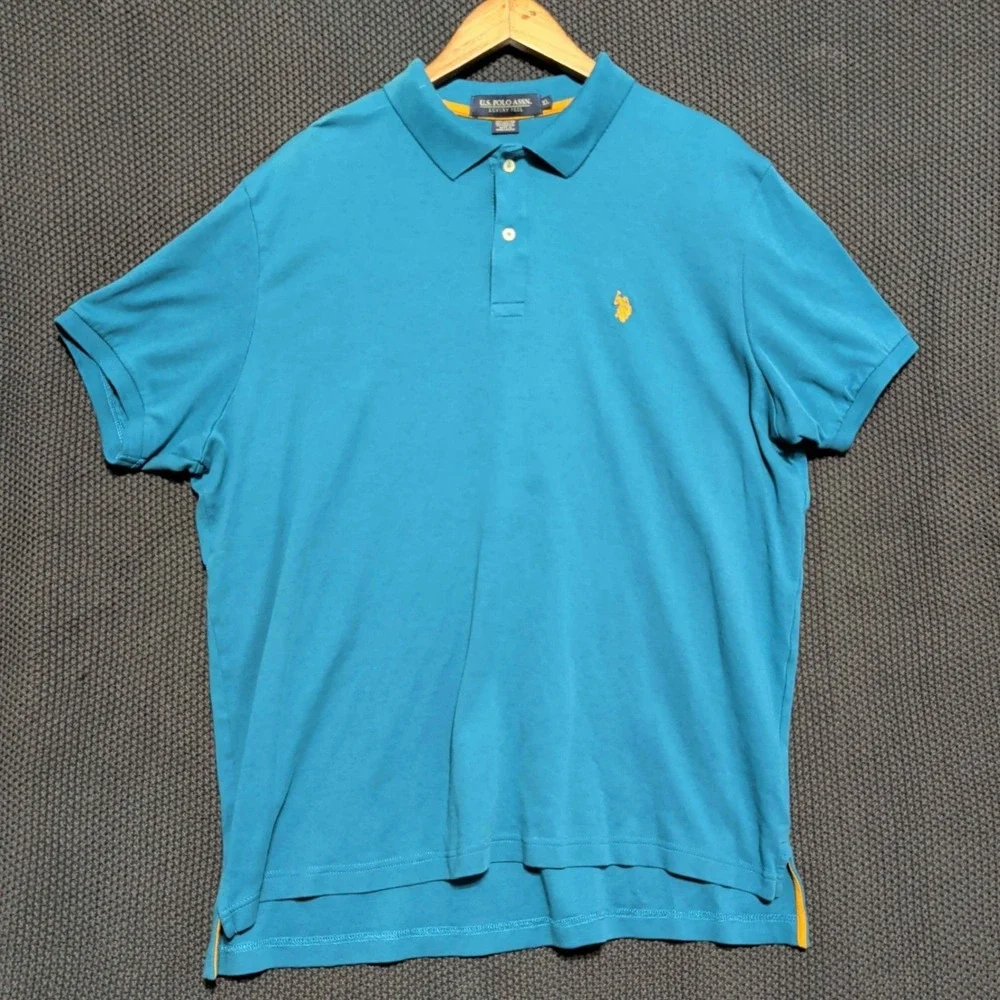 U.S. Polo Assn. Polo Shirt Mens XL Teal Blue Luxury Feel Cotton‎ Short Sleeve